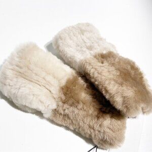 NWT Pologeorgis Two-Tone Shearling Fingerless Gloves
